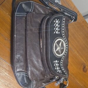 Silverake Brown and Black Crossbody Bag with Star Design